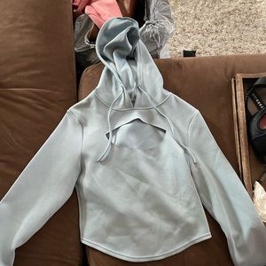 Light Blue peek-a-boo cropped sweater